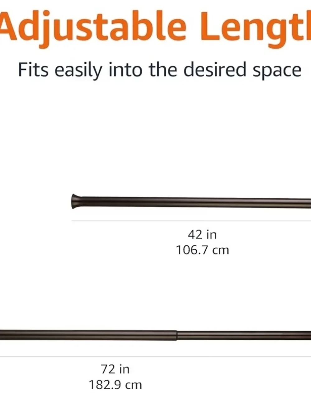 Amazon Basics Tension bar for shower curtain, adjustable length, 42-73 inches